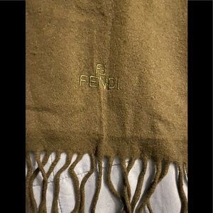 FENDI WOOL & CASHMERE LOGO SCARF